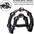 thumbnail image 3 of Paquete de 2 Panderetas de Doble de 10 Pulgadas para Adultos, Pandereta Musical de Media Luna 20 Tambores de PercusióN de Mano con Jingles de Metal, 3 of 5