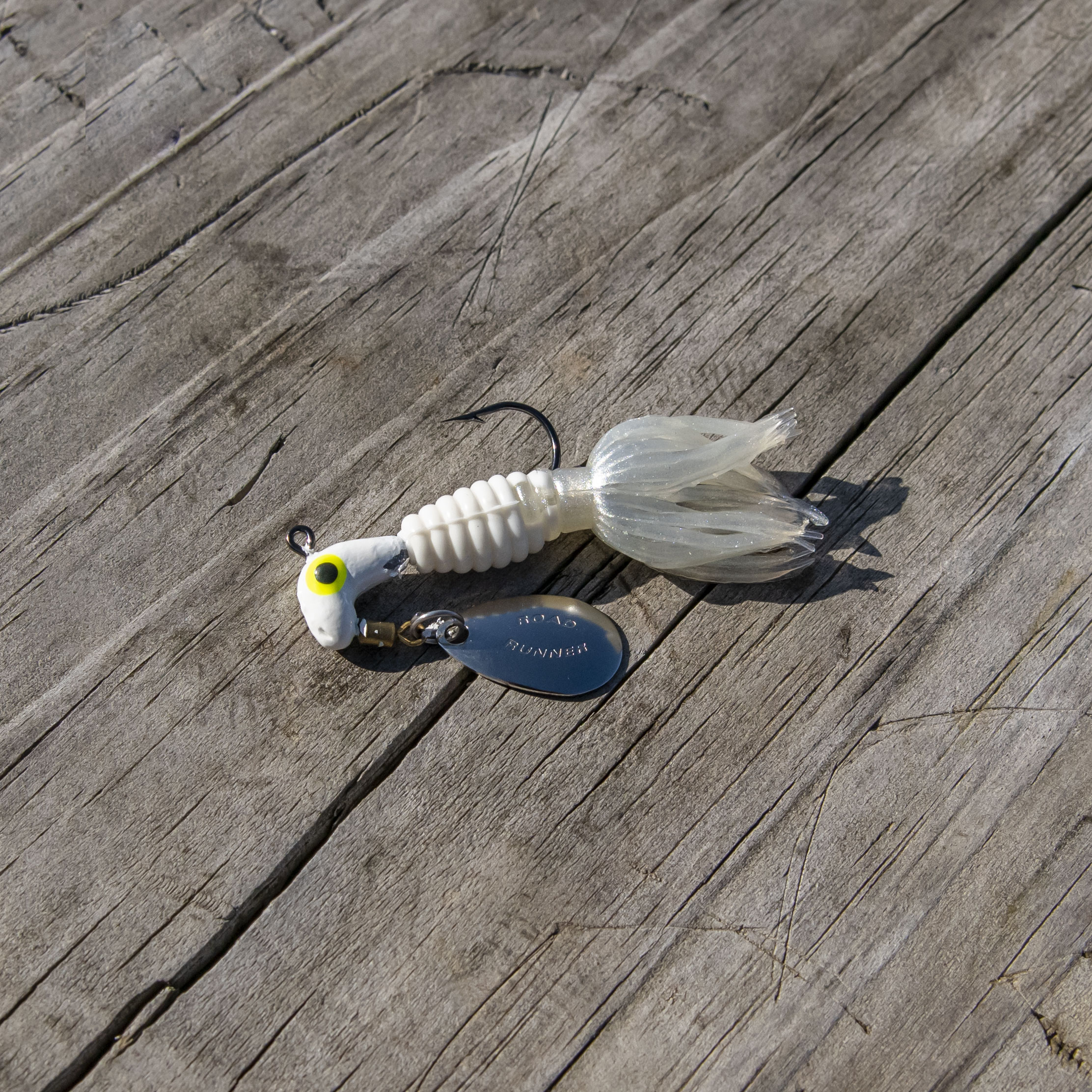 Road Runner Crappie Tamer, White, Underspin Fishing jig.