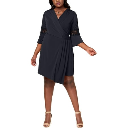 Print Surplice Dress - NY Collection Womens Plus Surplice Above Knee Wrap Dress