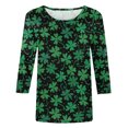 thumbnail image 2 of QIPOPIQ T-Shirts pour Femmes à Manches 3/4 à Col Rond Fête de la Saint-Patrick Shamrock T-Shirt Imprimé T-Shirt Vert Chanceux T-Shirts Fête de la Saint-Patrick T-Shirt Tunique Ample Hauts Col Rond Chemises de Fête Aubaines, 2 of 3