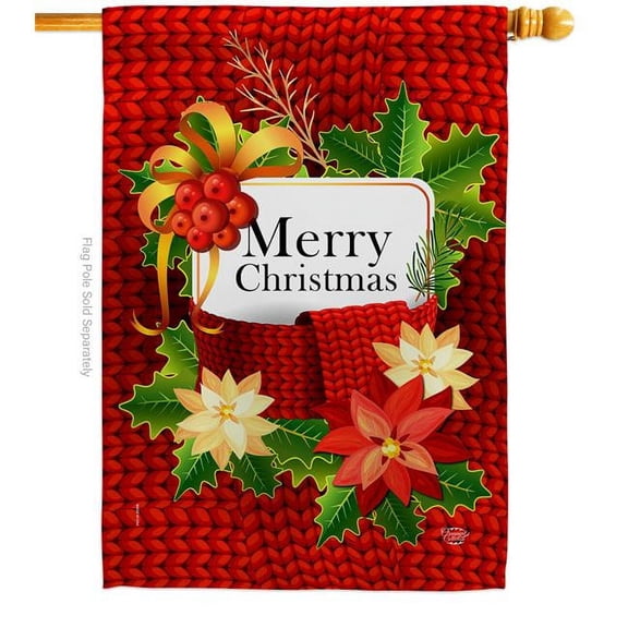 Ornament Collection H192225-BO 28 x 40 in. Christmas Sweater House Flag with Winter Double-Sided Decorative Vertical Flags Decoration Banner Garden Yard Gift