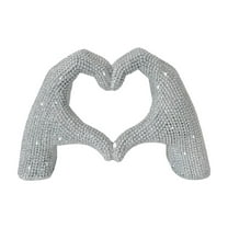 Lilixerw Western Style Heart Hand Figurine with Crystal Beads,Resin Home Decor for Living Room,Valentine's Day Holiday Gift,Silver,5.1x1.8x2.9in