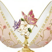 The Bradford Exchange Always My Sister Egg Music Box Heirloom Porcelain® with 22K-Gold Accents and 98 Faux Jewels Inspired by Peter Carl Faberge with Artwork by Sandra Kuck 6-inches