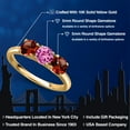 thumbnail image 2 of Gem Stone King 10K Yellow Gold Pink Created Sapphire and Red Garnet Engagement Ring for Women | 1.65 Cttw | Round 5MM | Gemstone September Birthstone | Size 9, 2 of 6