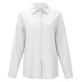 thumbnail image 5 of Womens Casual Button Down Long Sleeve Blouses Cotton Collar Tops Work Drop Shoulder Shirt Solid Color Loose Clothes (White M), 5 of 8