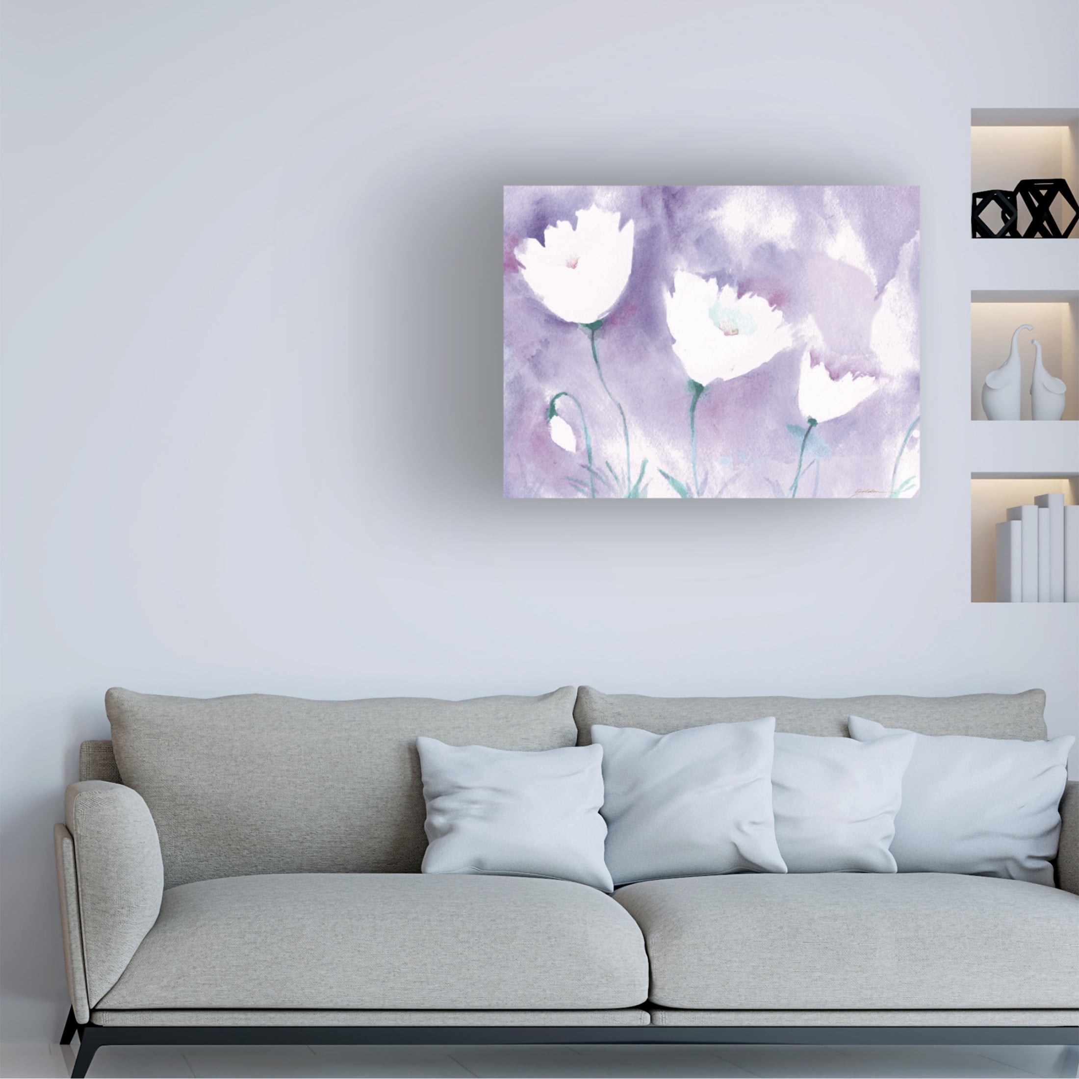 Canvas Wall Art - Sheila Golden 'White Poppy #1' Wall Art for Living Room, Bedroom, or Office Décor by Trademark Fine Art - 47 x 35 Inches