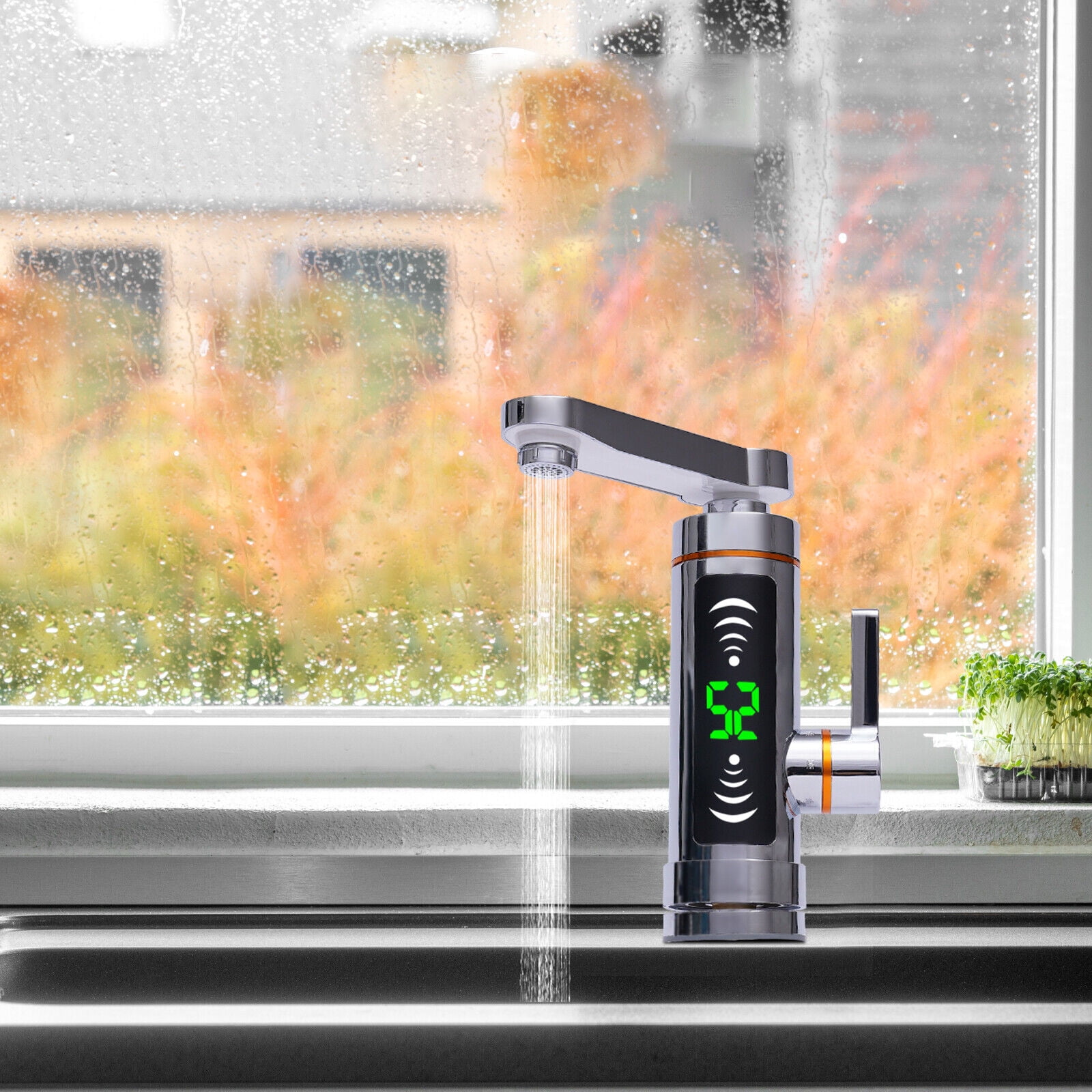 110V Electric Instant Hot Water Heater Shower Kitchen Tap Faucet Digital Display LED Digital Display Electric Heater Rotatable Instant Water Heating Tap Faucet Digital Display
