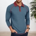 thumbnail image 2 of MIXUE Polo Shirts For Men Summer Solid Color Lapel Button Down Long Sleeve Casual Comfortable Breathable Holiday Wear,Blue,XXL, 2 of 7