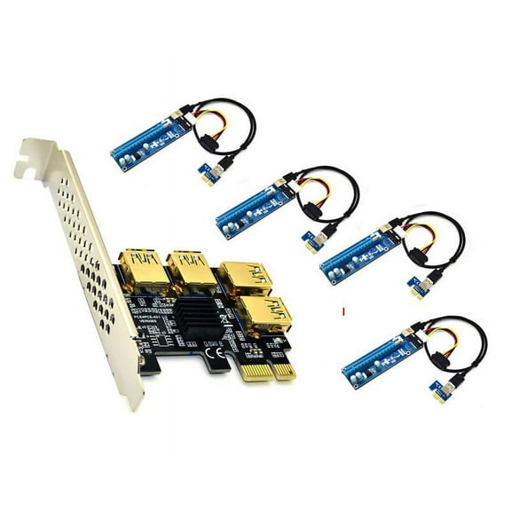 PCI-e Express 1X to 4 Port 16X Multiplier Riser Cable for Crypto Mining Bitcoin
