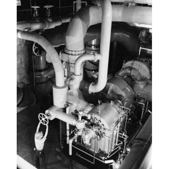 High angle view of a worker working in an engine room of a steel rolling mill Pittsburgh Pennsylvania USA Canvas Art -  (24 x 36)