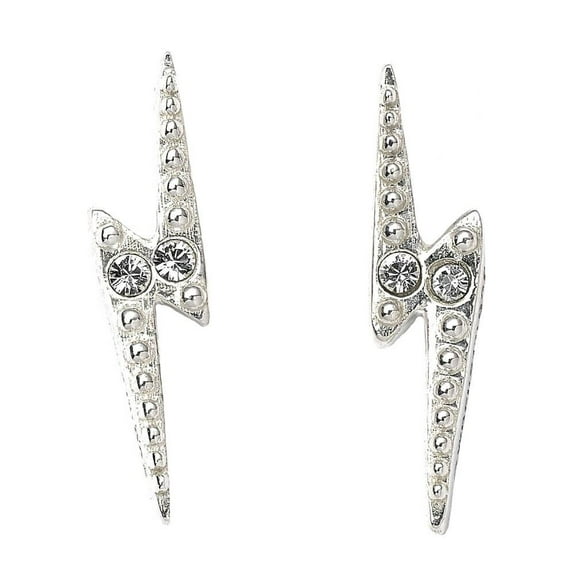 Harry Potter Sterling Silver Lightning Bolt Stud Earrings with Crystals