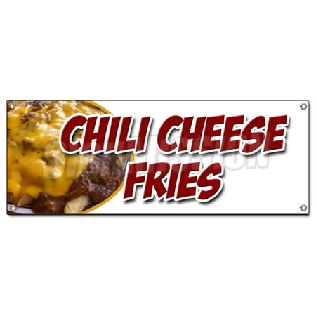CHILI CHEESE FRIES BANNER SIGN snack melted mexican food tacos tex