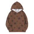 thumbnail image 4 of Byoo Big Girls' Star Allover Print Hoodie Oversize Long Sleeve Pullover Hooded Sweatshirt Kids Streetwear Tops,Coffee, 4 of 5