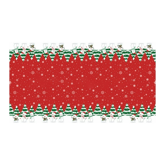 Cheapark 54x108 Inch Christmas PE Plastic Tablecloth - Snowman Print Waterproof & Oil-Proof Cover, Festive Decor for Holiday Parties