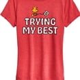 thumbnail image 3 of Peanuts - Trying My Best  - Women's Short Sleeve Graphic T-Shirt, 3 of 6