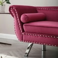 thumbnail image 4 of 61" Accent Sofa, Modern Velvet Upholstered Loveseat Sofa Couch with Nailhead Trims & Curved Backrest & Rolled Arms & Silver Metal Legs & Removable Cushion 3-Seat Sofa Armchair for Living Room Burgundy, 4 of 5