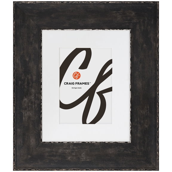 Craig Frames Starlight, 22x28 Picture Frame Matted for an 18x24 Photo, Noir Black