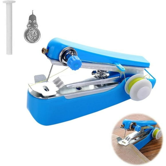 Bleu - Machine à coudre portable, mini machine à coudre portable, machine à coudre manu portable, mini machine à coudre électrique portable pour adultes, couture rapide pour tissu, vêtements, maison,