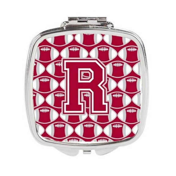 Letter R Football Crimson - Grey & White Compact Mirror