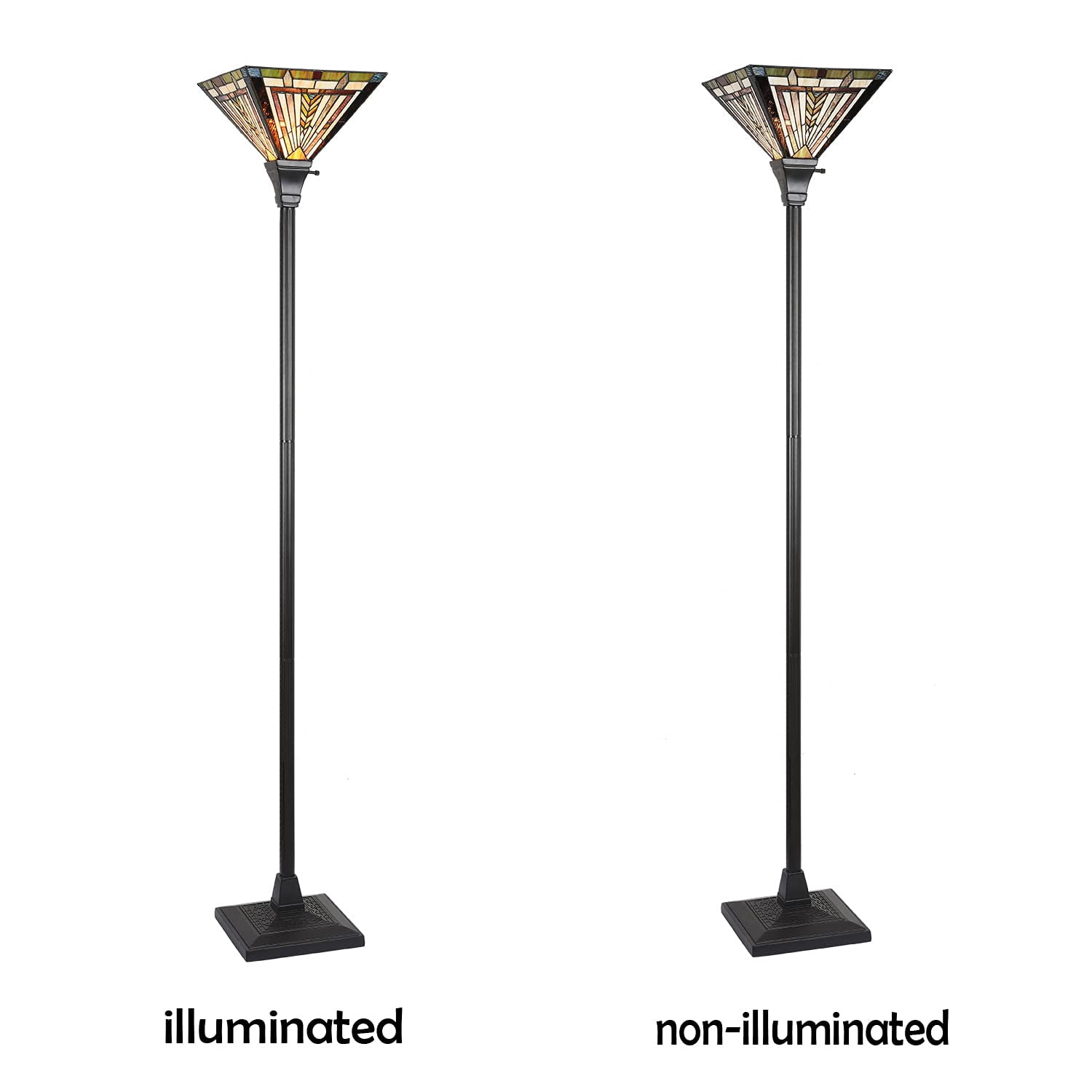Tiffany Torchiere Floor Lamp,Stained Glass Lamp Shade