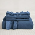 thumbnail image 3 of DNG Creations 3 Piece Double Ruffle Duvet Cover With Zipper Closure ( Solid Medium Blue ) All-Season 100% Egyptian Cotton, 800 Thread Count ( Oversized King - Size ), 3 of 6