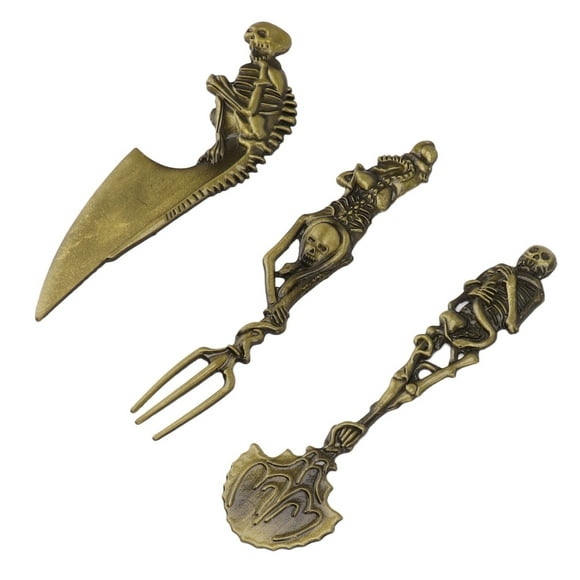 Skeletal Cutlery Sets, Personality Skull Metal Zinc Alloy Tableware Creativity Skeleton Fork Spoon Knife Gift