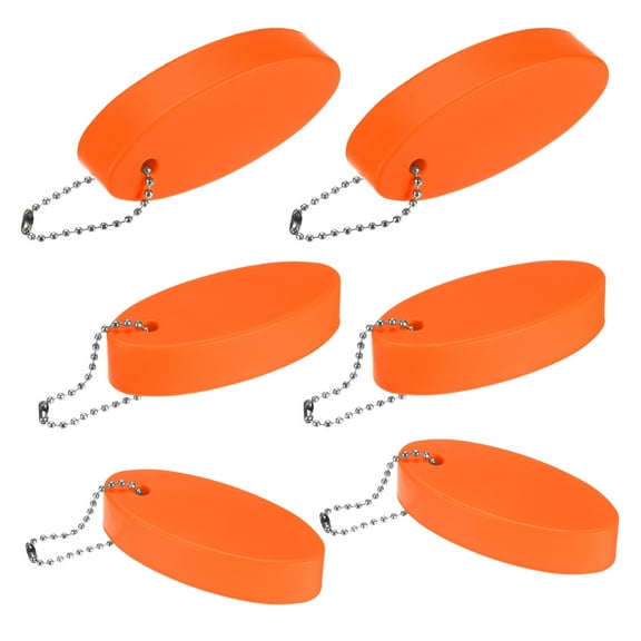 Uxcell 6-Pack Floating Key Chain for Boating, Waterproof Bright Color Key Rings for Outdoor Water Sport [Orange]