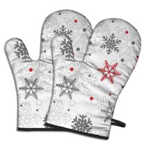 Cute Oven Mitts,Multicolor Christmas Snowflake Pattern Oven Mitt 2-Pack Set,Kitchen Gloves for Oven,Heat Resistant Oven Mitts 7.7"x12"