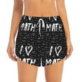 thumbnail image 3 of Uemuo I love Math Pattern Women's Athletic Shorts High Waisted Running Shorts with Liner Pockets Gym Elastic Workout Shorts-Medium, 3 of 9