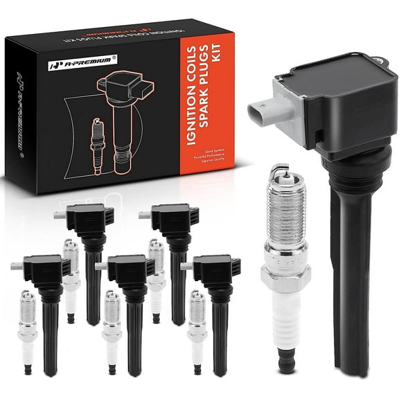 A-Premium Set of 6 Ignition Coil Pack and Iridium Spark Plugs Compatible with Ford F-150 F150 2017-2019, Expedition 2018-2019 & Lincoln Navigator 2018-2019, 3.5L, Replace# HL3Z12029A, NGK94372