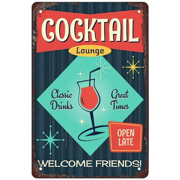 Retro Funny Metal Sign Sheet Signs Tin Sign,Cocktail Classic Recipes Bartender Poster , 8 x 12 Inches