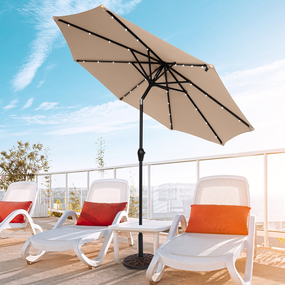 Kepooman 9FT Patio Umbrella, Outdoor Round Umbrella with Lamp Beads for Garden Deck Pool Patio, Without Base, Top Color Kepooman 9FT Patio Umbrella, Outdoor Round Umbrella with Lamp Beads for Garden Deck Pool Patio, Without Base, Top Color