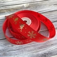thumbnail image 4 of 22 Meters Christmas Ribbon Satin Ribbons Printed with Gold Christmas Tree Snowman Snowflakes,, 4 of 5