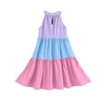 thumbnail image 7 of Efsteb Summer Dress for Girls Round Neck Sleeveless Tank Dress Color Block Casual Sundress (Purple,5-6 Years), 7 of 7