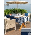 thumbnail image 5 of Outdoor Tablecloth with Umbrella Hole for Patio/Picnic/Party/Camping, Navy Blue Waterproof Table Cloth Rectangle Table Cover Washable, Nautical Coastal Sea Abstract Art (52"x 70"), 5 of 8