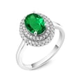 thumbnail image 2 of Gem Stone King 925 Sterling Silver Oval Green Nano Emerald Halo Engagement Ring for Women (1.95 Cttw, Gemstone May Birthstone, Oval 8X6MM, Size 9), 2 of 4