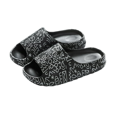 

Pudcoco Pillow Slippers for Women and Men Non-Slip Thick Sole Quick Drying Shower Cloud Cushion Slides Bathroom Sandals