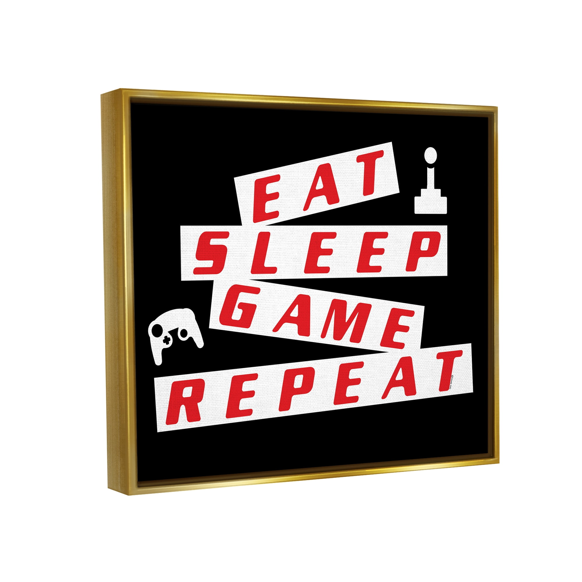 Stupell Eat Sleep Game Repeat Black Red Beauty & Fashion Painting Gold Floater Framed Art Print Wall Art