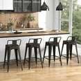 thumbnail image 2 of Costway Set of 4 Low Metal Counter Stool 24" Seat Height Bar Stools Removable Backrest, 2 of 10