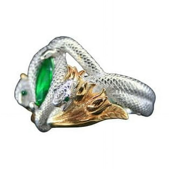 Roarsilver Ring Of Barahir-Mens Sterling Silver Emerald Ring-King Elessar Ring-Silver Green Emerald Stone Ring Gold Plated | 10