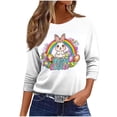 thumbnail image 7 of Kctiaxy Happy Easter Womens Tops Round Neck 3/4 Length Sleeve T-Shirts Fashion Graphic Loose Fits Dressy Festival Pullover Blouse Summer Tees, 7 of 7