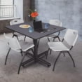 thumbnail image 2 of HomeStock Classic Charm 48" Square Breakroom Table- Grey & 4 'M' Stack Chairs- Grey, Ideal for Cafeterias, Dining, and Office Spaces, 2 of 7