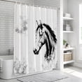 thumbnail image 6 of Horse Bathroom Shower Curtains with 12 Hooks Polyester Waterproof Shower Curtain for Stalls and Bathtubs Modern Sketch Abstract Vintage Art Decorative Bathroom Privacy Curtain 66x72 Inches, 6 of 9