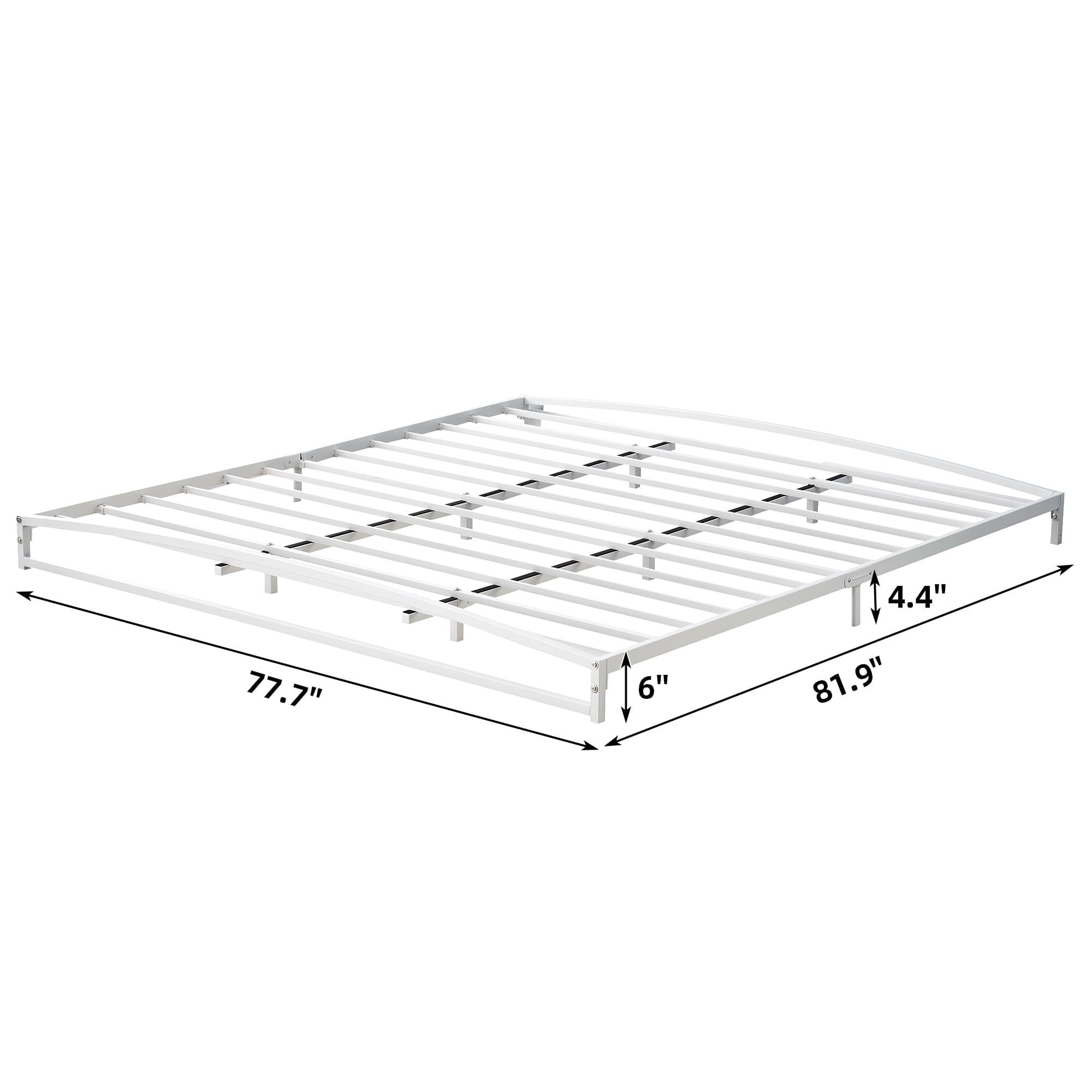 TROPOW King Size Bed Frame,6 Inch Metal Platform Bed Frame, Low Profile Bed Frame with Sturdy Steel Slats Support, Mattress Foundation, No Box Spring Needed, Easy Assembly,White