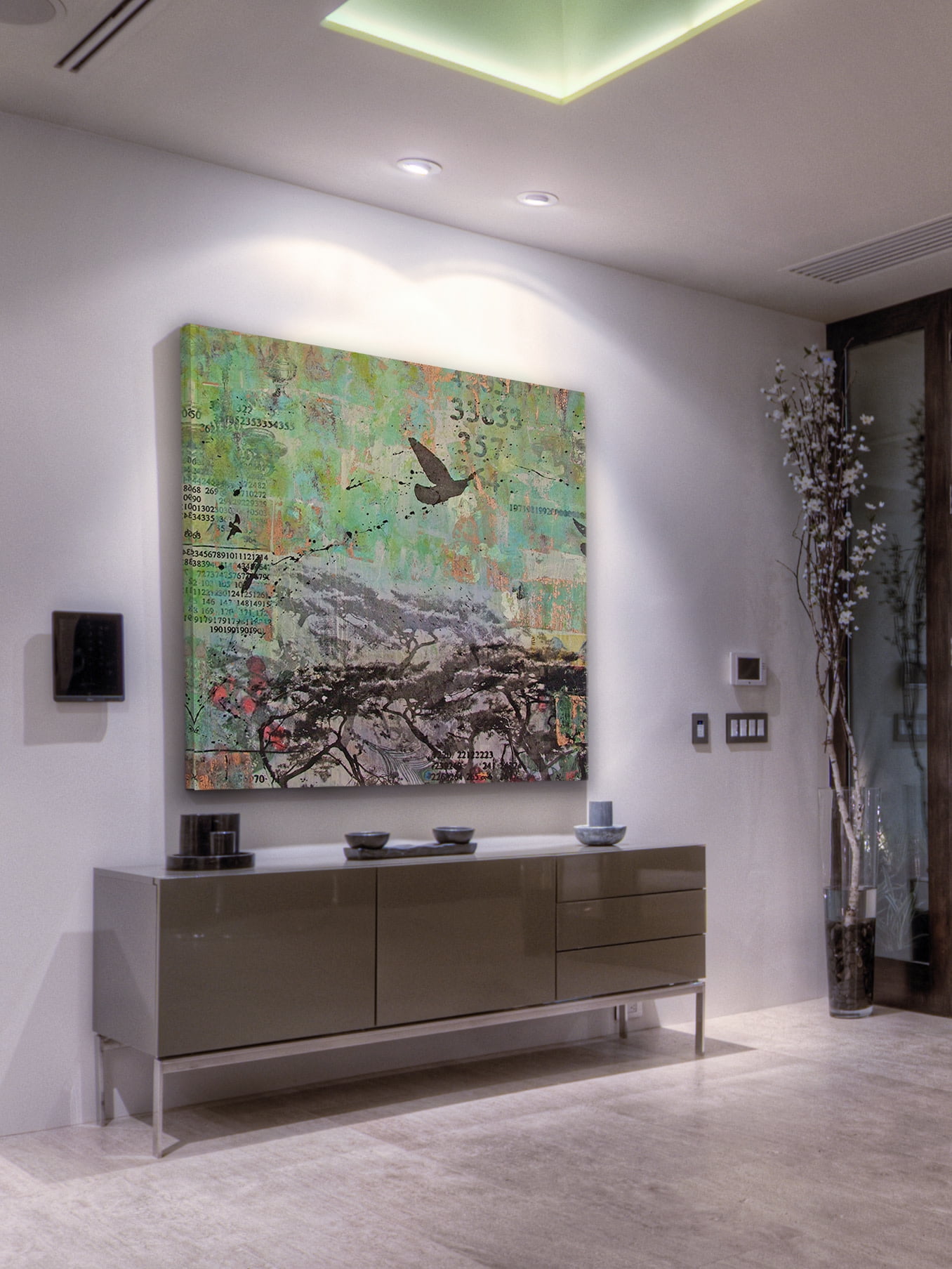 Marmont Hill "Blue Forest" by Tracy Silva Barbosa Painting Print on Canvas