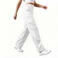 thumbnail image 6 of VBVC Women's Y2K Pull On Cargo Pants , Loose Wide Leg Trousers For Women , Ladies' Elastic Waist Utility Pants with Pockets, White , S-2XL, 6 of 9