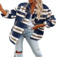 thumbnail image 1 of Womens Casual Plaid Shacket Wool Blend Button Down Long Sleeve Shirt Fall Jacket Shackets, 1 of 3