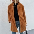 thumbnail image 1 of Manteau d'Hiver pour Femmes Chaud Uni en Peluche Allongée à Manches Longues, 1 of 6
