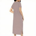 thumbnail image 5 of Women Zip Front Nightgown Short Sleeve Plaid Sleepwear Long Lounge Dress Soft Cotton Housecoat with Pockets, 5 of 6