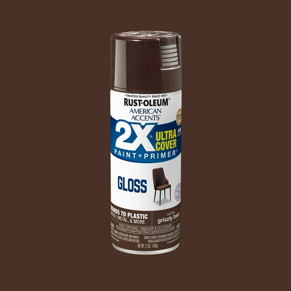 Grizzly Bear, Rust-Oleum American Accents 2X Ultra Cover Gloss Spray Paint-389907, 12 oz